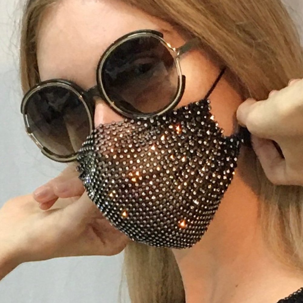 Black Rhinestone Bling Mask Cover - Picture 2 of 4